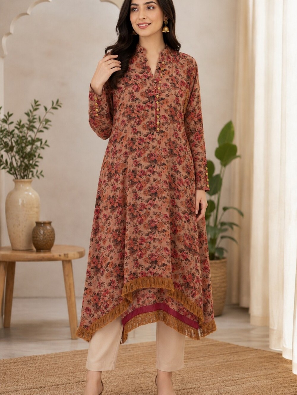 Saiqa Majeed Floral Indian/Pakistani-Inspired Dress – Size 12